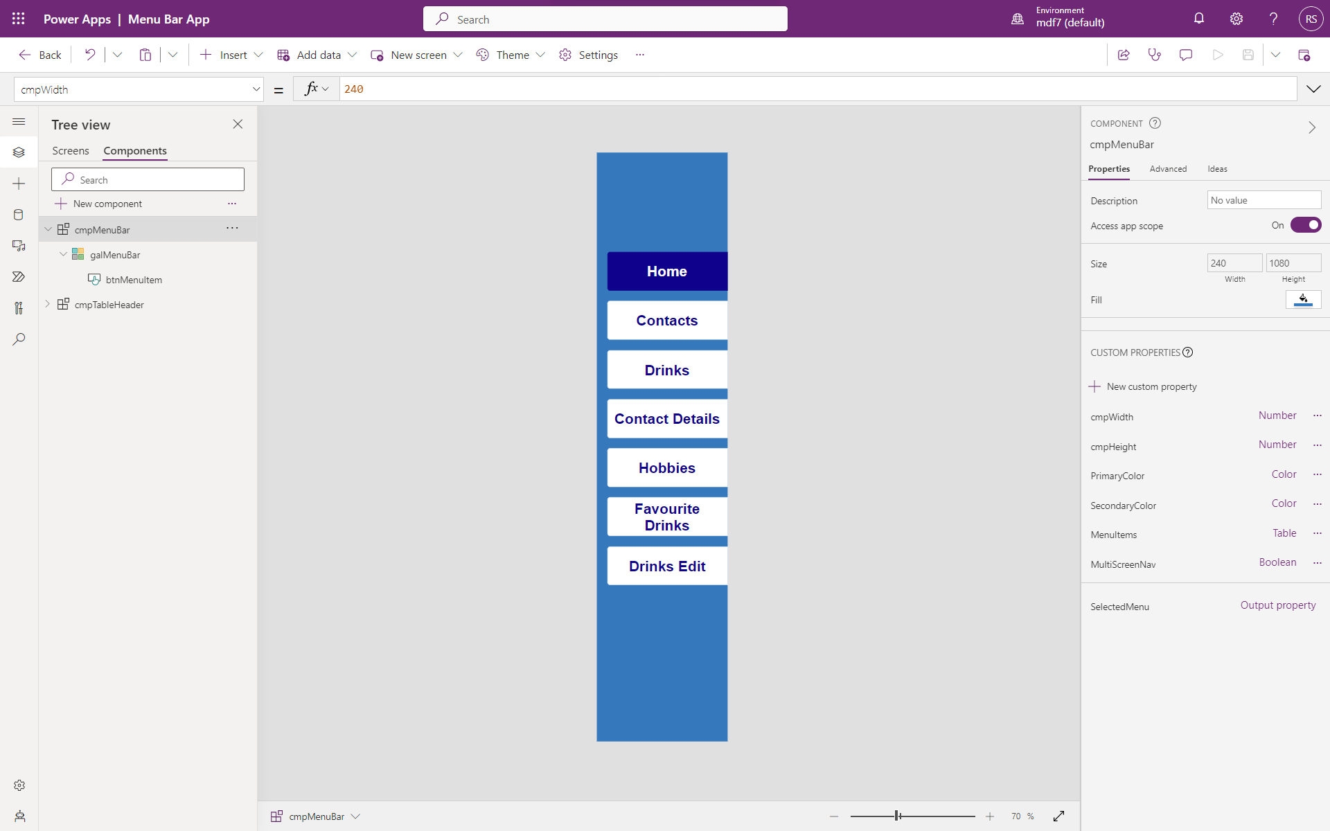 Component setup