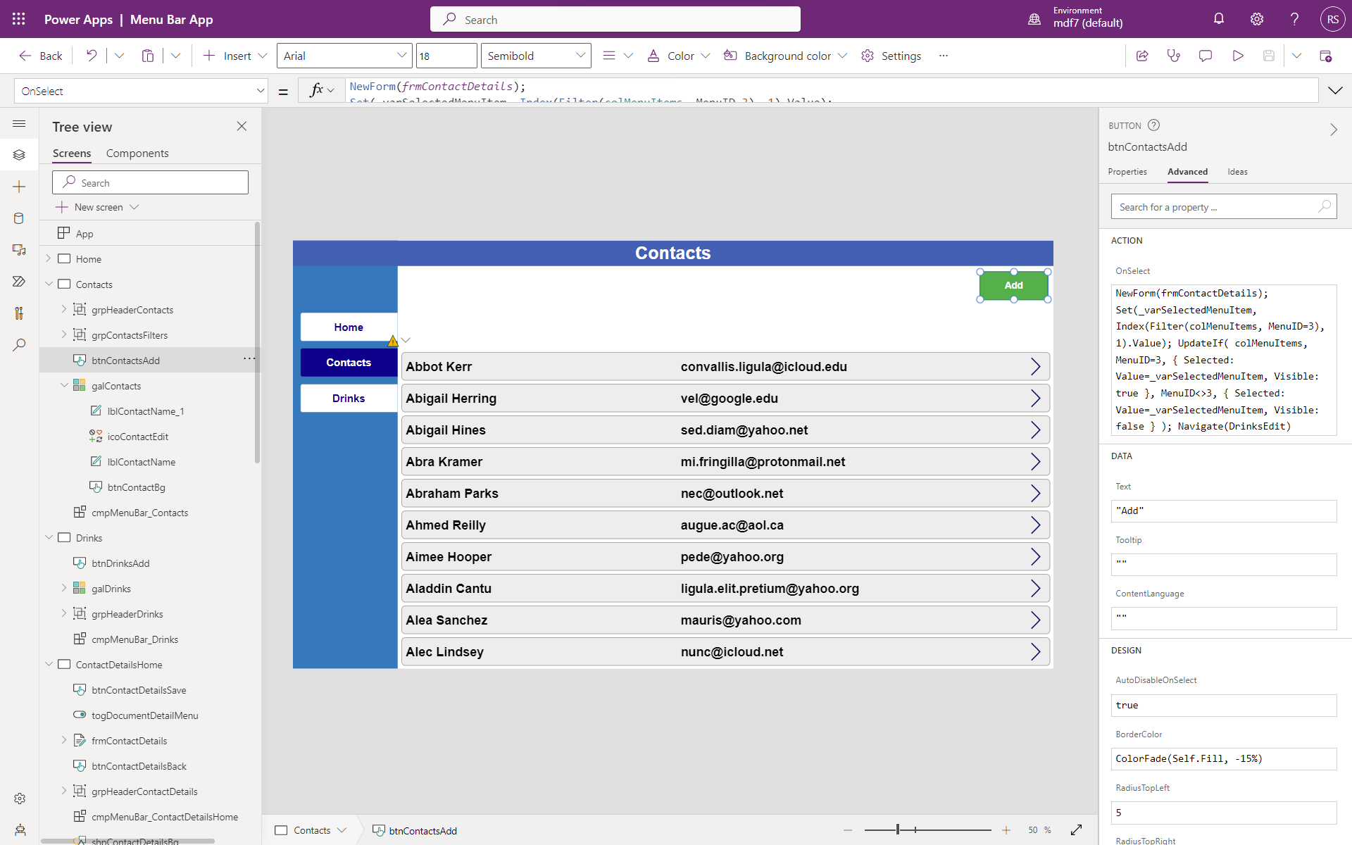 Wired-up navigation example